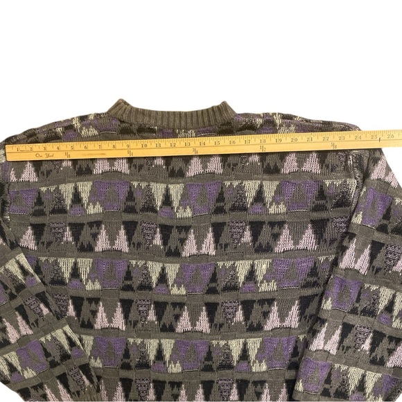 VTG Fluid Sweater Men’s XL Purple Gray Black Knit Geometric 80’s Retro Crew Neck - Picture 11 of 11
